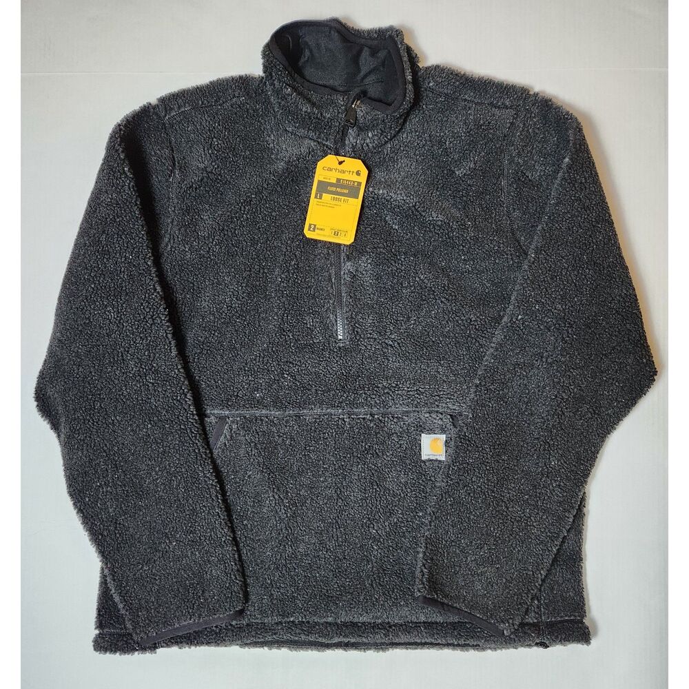 Carhartt Fleece Pullover Men's Large Tall Loose Fit Black